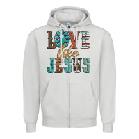 Dove Grey love like jesus Zipper Hoodie - Artiststas