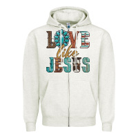 Oatmeal Heather love like jesus Zipper Hoodie - Artiststas