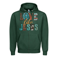 Sports Green love like jesus Zipper Hoodie - Artiststas