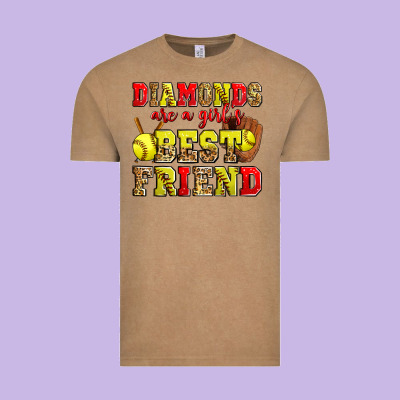 Diamonds Are A Girl's Best Friend Softball Vintage Tee Designed By Zillion Design Studio