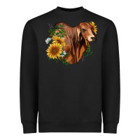 Black brahman bull with sunflowers Heavyweight Sweatshirt - RanaPortraitStore