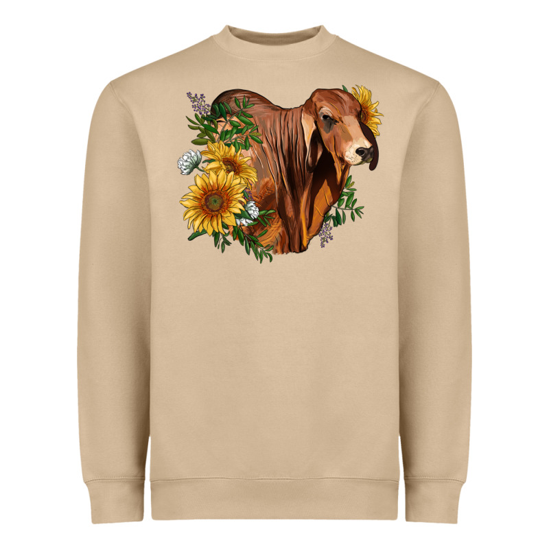 Brahman Bull With Sunflowers Heavyweight Sweatshirt by RanaPortraitStore | Teevron