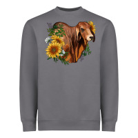 Storm brahman bull with sunflowers Heavyweight Sweatshirt - RanaPortraitStore