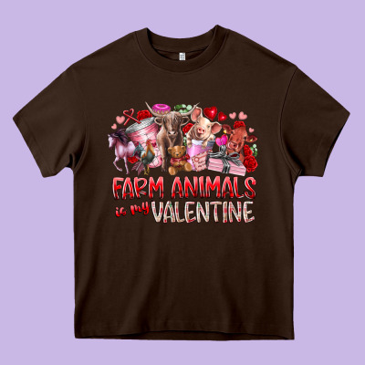 Farm Animals Is My Valentine Heavy Core Tee Designed By Racoondesign