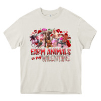 Cream farm animals is my valentine Heavy Core Tee - RacoonDesign