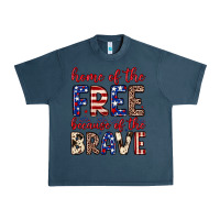 Midnight Navy Home of the free because of the brave Urban Heavy Tee - Neo Western