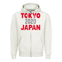 Oatmeal Heather Tokyo 2020 Japan Zipper Hoodie - Bettercallsaul