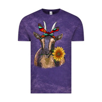Cloud Purple sunflower aztec ribbon goat Vintage Tee - RanaPortraitStore