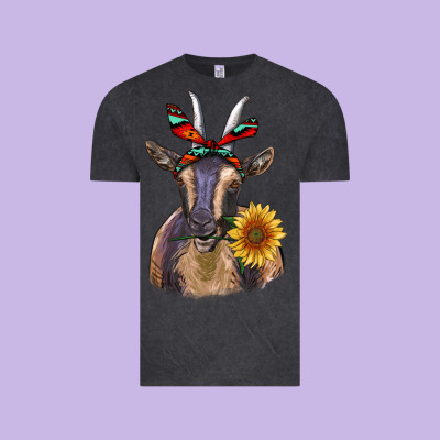 Sunflower Aztec Ribbon Goat Vintage Tee Designed By Ranaportraitstore