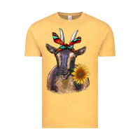 Vintage Mustard sunflower aztec ribbon goat Vintage Tee - RanaPortraitStore
