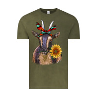 Vintage Olive sunflower aztec ribbon goat Vintage Tee - RanaPortraitStore
