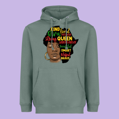Black Woman Africa Silhouette Heavyweight Hoodie Designed By Maliassmallbusiness