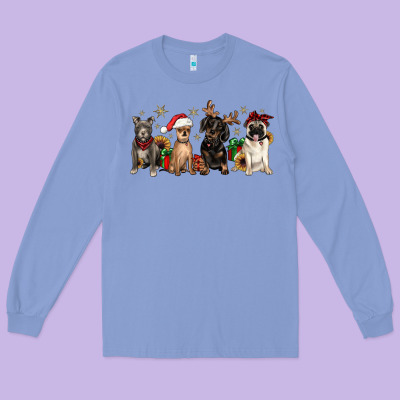 Christmas Chihuahua Pitbull Pug Dachshund Long Sleeve Tee Designed By Jahusdesignshop