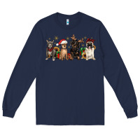 Navy christmas chihuahua pitbull pug dachshund Long Sleeve Tee - JahusDesignShop