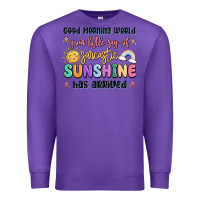 Purple good morning world your little ray of sarcastic Premium Sweatshirt - MaliasSmallBusiness