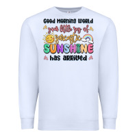 White good morning world your little ray of sarcastic Premium Sweatshirt - MaliasSmallBusiness