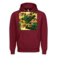 Burgundy harvester seamless pattern Zipper Hoodie - BundleAndBundleShop