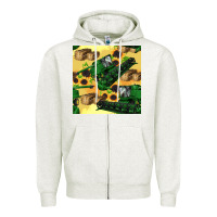 Oatmeal Heather harvester seamless pattern Zipper Hoodie - BundleAndBundleShop