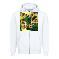 White harvester seamless pattern Zipper Hoodie - BundleAndBundleShop