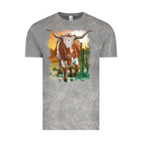 Cloud Rock longhorn cow with desert background Vintage Tee - RanaPortraitStore