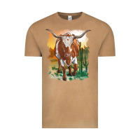 Vintage Camel longhorn cow with desert background Vintage Tee - RanaPortraitStore