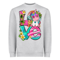 Heather Grey love summer unicorn Heavyweight Sweatshirt - texasbilliewilder