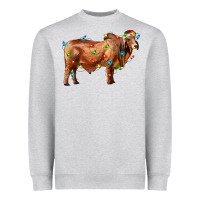 Heather Grey brahman bull with christmas lights Heavyweight Sweatshirt - RanaPortraitStore