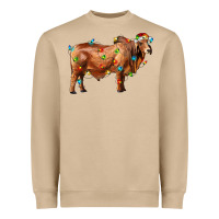 Mushroom brahman bull with christmas lights Heavyweight Sweatshirt - RanaPortraitStore