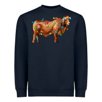 Navy brahman bull with christmas lights Heavyweight Sweatshirt - RanaPortraitStore