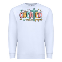White created with a purpose Premium Sweatshirt - MaliasSmallBusiness