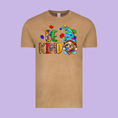 Be Kind Autism Gnome Vintage Tee Designed By Zillion Design Studio