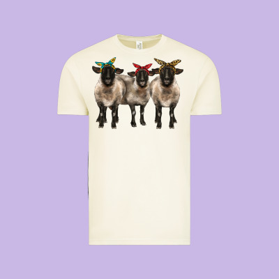 3 Sheeps Suffolk Ewe With Bandana Vintage Tee Designed By Barkaloodesign