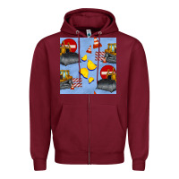 Burgundy bulldozer seamles pattern Zipper Hoodie - BundleAndBundleShop