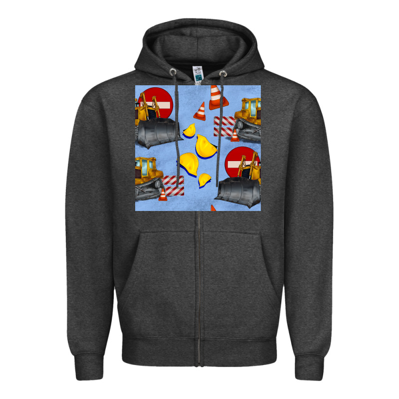 Bulldozer Seamles Pattern Zipper Hoodie by BundleAndBundleShop | Teevron