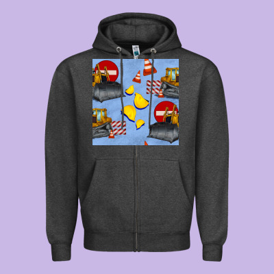 Bulldozer Seamles Pattern Zipper Hoodie Designed By Bundleandbundleshop