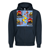 Navy bulldozer seamles pattern Zipper Hoodie - BundleAndBundleShop