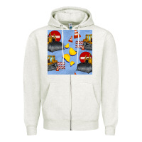 Oatmeal Heather bulldozer seamles pattern Zipper Hoodie - BundleAndBundleShop