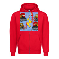 Red bulldozer seamles pattern Zipper Hoodie - BundleAndBundleShop