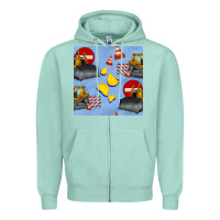 Seafoam bulldozer seamles pattern Zipper Hoodie - BundleAndBundleShop