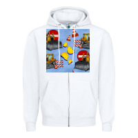 White bulldozer seamles pattern Zipper Hoodie - BundleAndBundleShop