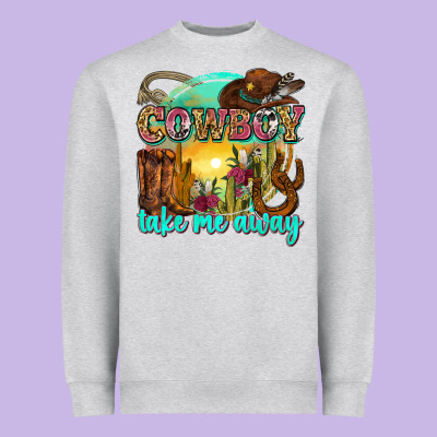 Cowboy Take Me Away Heavyweight Sweatshirt Designed By Zillion Design Studio