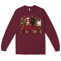 Burgundy merry christmas chihuahua pitbull pug dachshund Long Sleeve Tee - JahusDesignShop