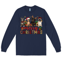 Navy merry christmas chihuahua pitbull pug dachshund Long Sleeve Tee - JahusDesignShop