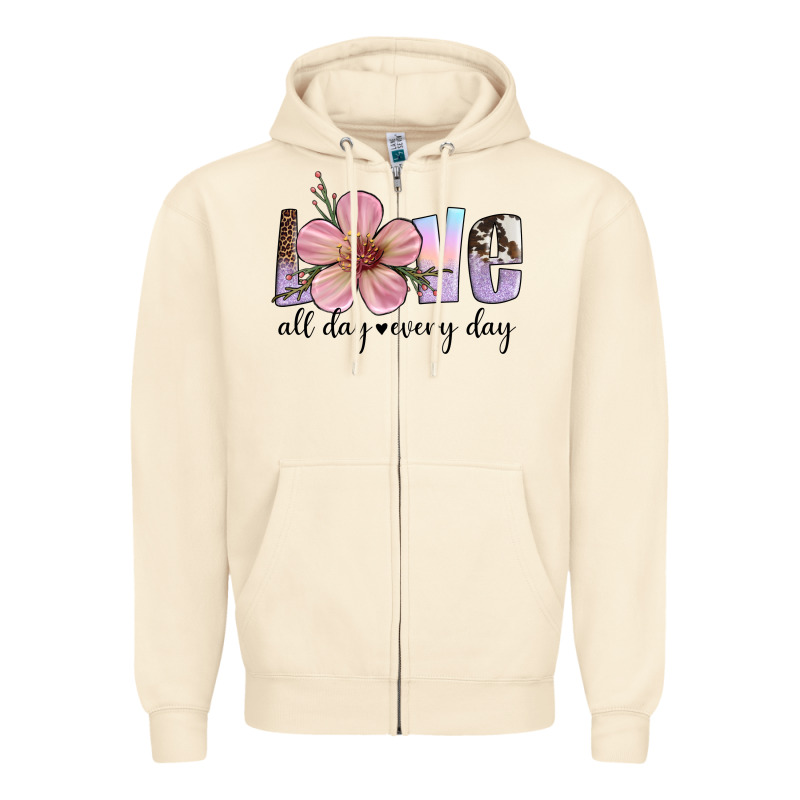 Love All Day Every Day Zipper Hoodie by Artiststas | Teevron