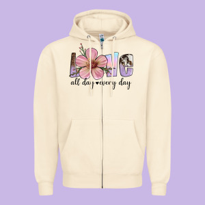 Love All Day Every Day Zipper Hoodie Designed By Artiststas
