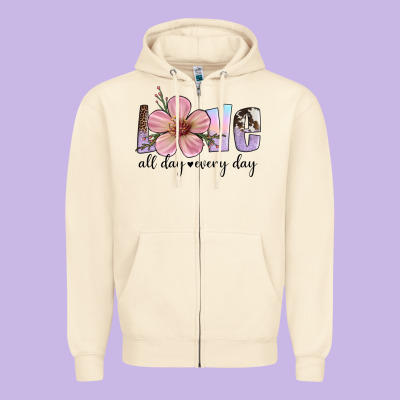 Love All Day Every Day Zipper Hoodie Designed By Artiststas