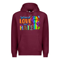 Burgundy Spread Love Not Hate Premium Hoodie - BundleAndBundleShop