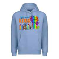 Colony Blue Spread Love Not Hate Premium Hoodie - BundleAndBundleShop