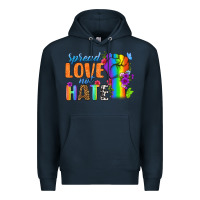 Navy Spread Love Not Hate Premium Hoodie - BundleAndBundleShop