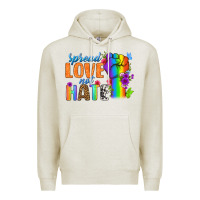 Oatmeal Heather Spread Love Not Hate Premium Hoodie - BundleAndBundleShop